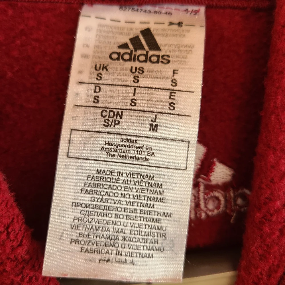 Adidas Red White Logo Pullover Hoodie Size S